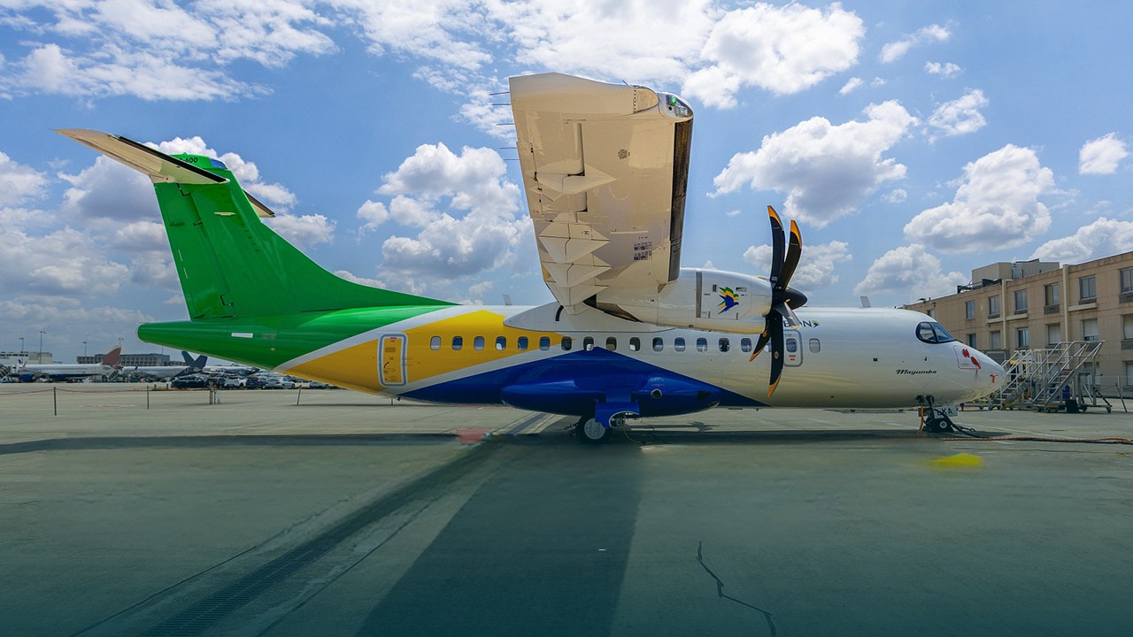FLYGABON ATR 42-600 aircraft on delivery day at Libreville Airport